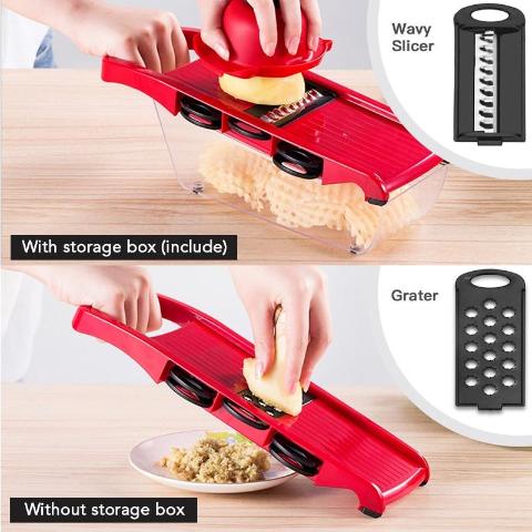 Vegetable Mandoline Slicer With Six Stainless Steel Blades-KITCHEN-Pickled Peppa