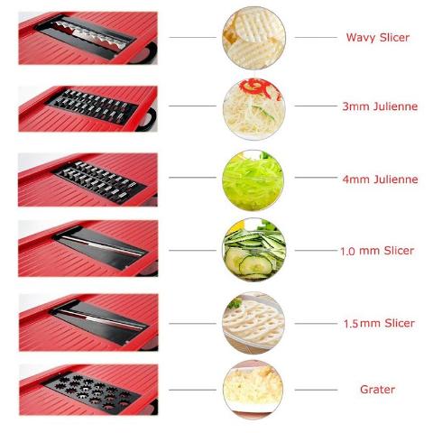 Vegetable Mandoline Slicer With Six Stainless Steel Blades-KITCHEN-Pickled Peppa