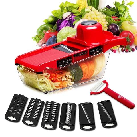 Vegetable Mandoline Slicer With Six Stainless Steel Blades-KITCHEN-Pickled Peppa
